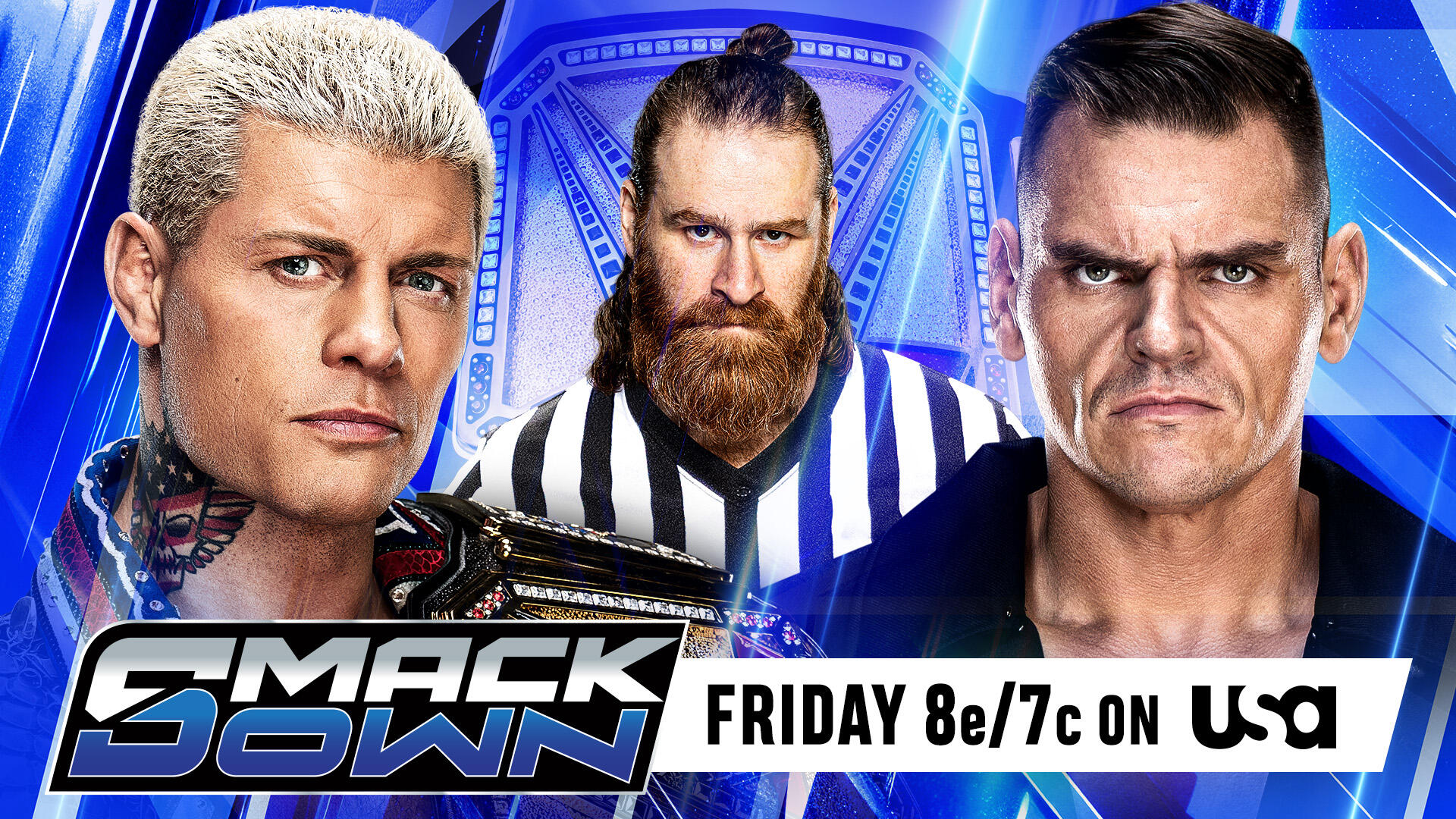 Cody Rhodes y GUNTHER aparecen frente a frente antes de su lucha por el Campeonato Indiscutible de WWE, mientras Sami Zayn actúa como árbitro especial invitado en WWE SmackDown.