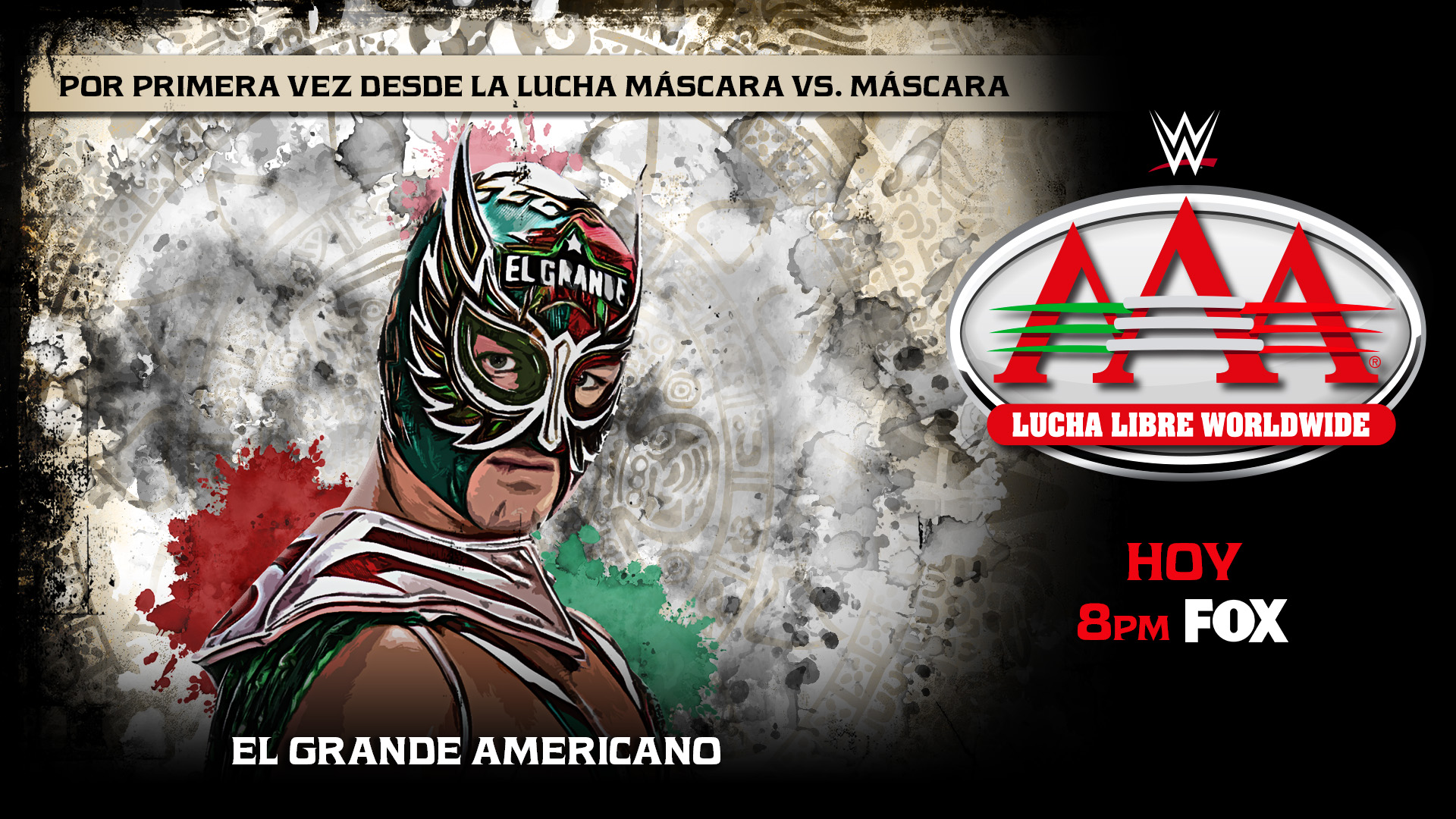 El Grande Americano en imagen promocional de Lucha Libre AAA para su regreso tras la lucha de máscara contra máscara.