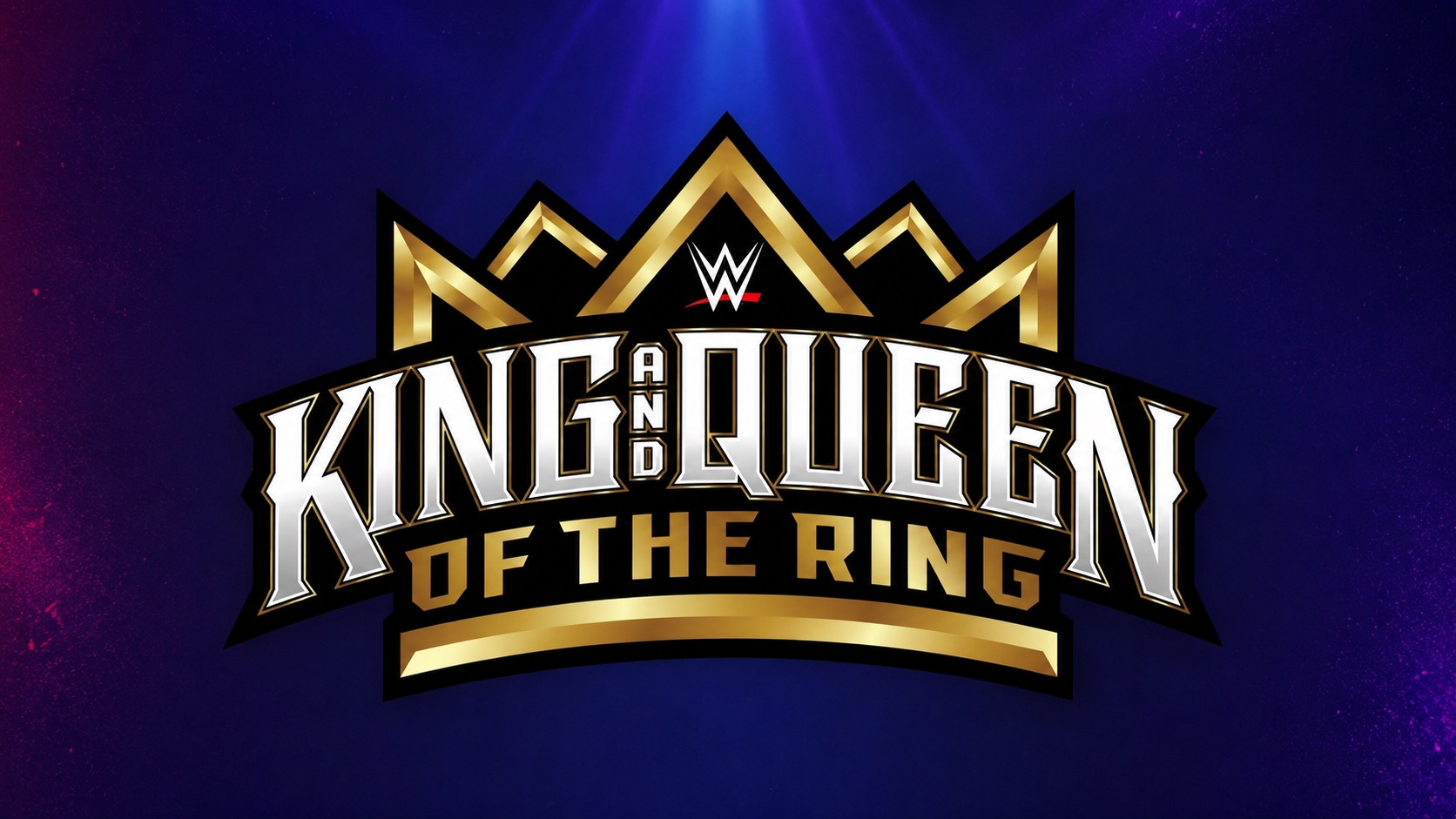 Logo oficial de King and Queen of the Ring de WWE sobre fondo inspirado en Saturday Night's Main Event