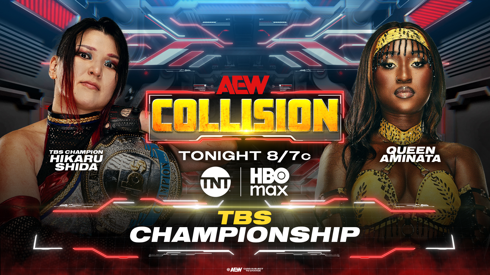 Hikaru Shida y Queen Aminata protagonizan el cartel oficial de AEW Collision por el Campeonato TBS.