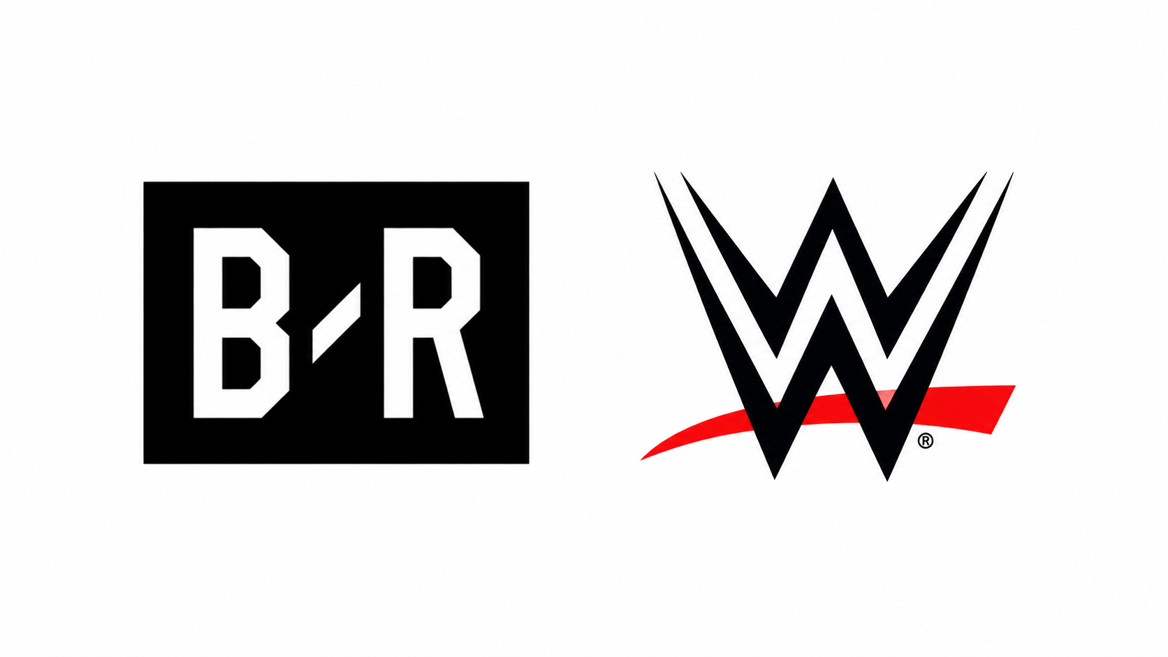 Logos de Bleacher Report y WWE colocados lado a lado sobre un fondo blanco.