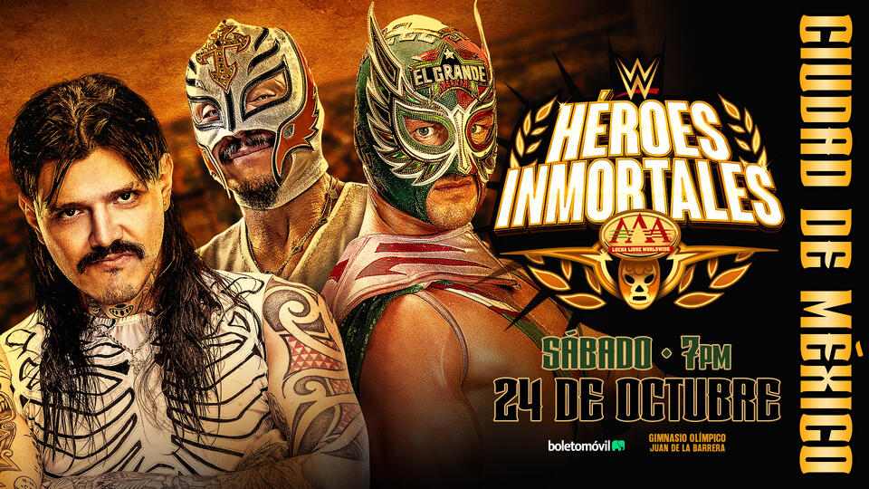 Dominik Mysterio, Rey Mysterio y El Grande Americano aparecen en un cartel de AAA Héroes Inmortales 2026, donde se disputará el Megacampeonato de AAA.